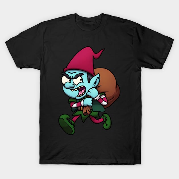 Evil Christmas Elf Stealing Presents T-Shirt by TheMaskedTooner